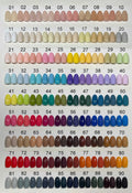 Color chart of 90 handmade press-on nails in various shades for custom nail selection